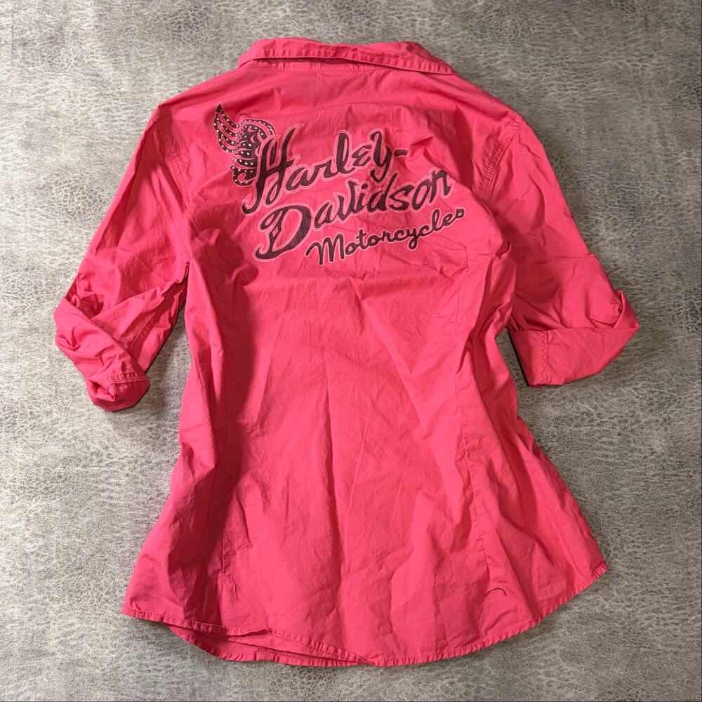 Harley Davidson Graphic Button Up Blouse